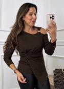 Edel Brown Open Shoulder Top