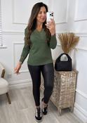Flora Khaki Lace Neck Top image