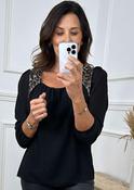 Agata Black Sequin Detail Blouse image