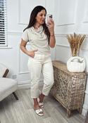 Hartley Beige Asymmetrical Neckline Top