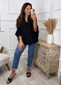 Ayda Black Ruffle Sleeve Top