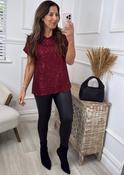 Matilda Wine Sequin Short Sleeve Top image