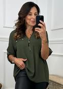 Jocasta Khaki Zip Detail Top
