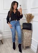 Meadow Black Elasticated Neck Top image