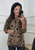 Jane Camel Circle Print Top with Scarf