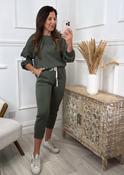 Liana Khaki Dropped Sleeve Sweatshirt Set