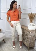 Hartley Orange Asymmetrical Neckline Top