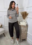 Saskia Brown Striped Roll Neck Top image