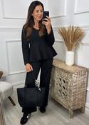 Missy Black Peplum Hem Top Set
