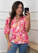 Lauren Coral Diverse Print Blouse