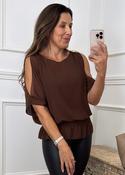 Cala Brown Open Shoulder Top image