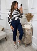 Saskia Navy Striped Roll Neck Top image
