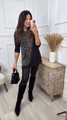 Ariella Black Leopard Panel Top