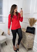 Flora Red Lace Neck Top image