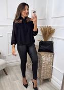 Pearla Black Tie Neck Blouse image