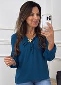 Meadow Teal Elasticated Neck Top image