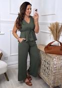 Melanie Khaki V Neck Set