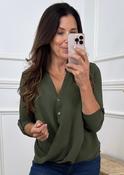 Darcy Khaki Wrap Blouse