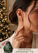 Gold Bow Earrings Christmas Ornament Tin image