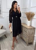 Kayla Black Houndstooth Print Wrap Dress