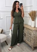 Catherine Khaki Striped Set