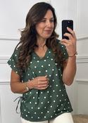 Elly Khaki Polka Dot Blouse