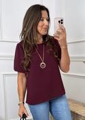 Shelly Wine Balloon Sleeve Top with Necklace image