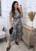 Alva Black and White Print Culotte Jumpsuit image