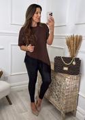 Shaun Brown Asymmetric Lace Hem Top