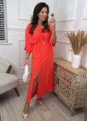 Avery Coral Front Slit Dress