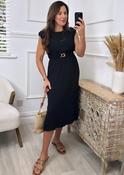 Rhonda Black Shoulder Pad Dress image