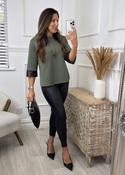 Lillian Khaki Pleather Cuff Top With Necklace image