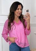 Philomena Pink Crochet Neck Top image