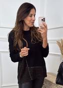 Gretta Black Asymmetric Stripes Sweater image