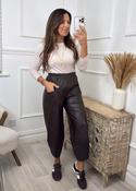 Croia Brown PU Leather Pants