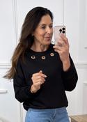 Katie Black Gold Eyelet Sweatshirt