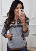 Aiveen Grey Fair Isle Print Hoodie