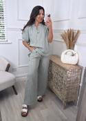 Serena Khaki Top And Pants Striped Set image