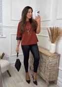 Lillian Terracotta Pleather Cuff Top With Necklace image