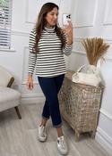 Saskia Khaki Striped Roll Neck Top image