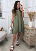 Lena Khaki Tiered Midi Dress