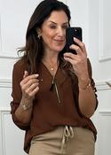 Jocasta Brown Zip Detail Top