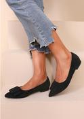Whoopi Black Suede Buckle Pumps