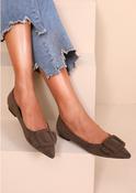 Whoopi Brown Suede Buckle Pumps