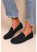 Peggy Black Suede Loafers