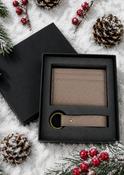 Card Holder &amp; Keyring Gift Set Taupe