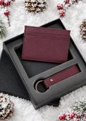 Card Holder &amp; Keyring Gift Set Wine