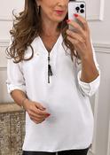 Jocasta Cream Zip Detail Top