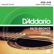 D’Addario EZ890 | 85/15 Roundwound Bronze Acoustic Guitar Set | Super Light | 09-45 image
