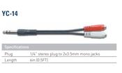 Leem YC-14 | Audio Cables | 1/4″ Stereo  to 2 x 3.5mm Mono | 6 inch image